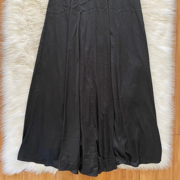 Mac Duggal Black Satin Long Sleeve Silver Rhinestone Trim Open Back Gown 26524 - Picture 9 of 14